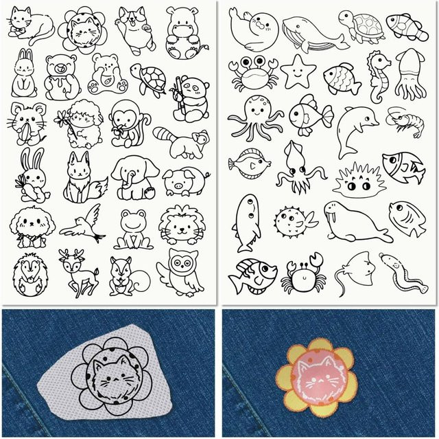 50 Stück wasserlösliche Stickerei-Stick- und Stichtransfers aus Papier, selbstklebend, weiß - Bild 1
