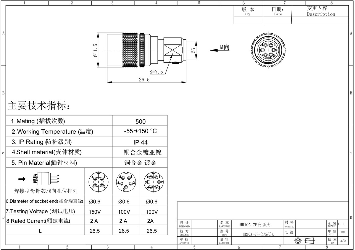 Hirose HR10A 4-Pin-Steckverbinder Set aus Stecker und Buchse in Silber - Bild 3