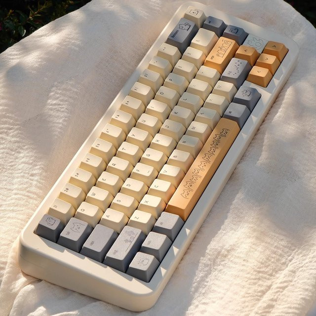 Venit Keys Sand Cat Tastenkappen im Cherry Profile aus PBT mit Dye-Sublimation für mechanische Tastaturen in Sand und Multicolour - Bild 1