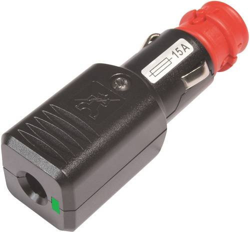 ProCar Universalstecker NG 15A LED mit Zugentlastung und Sicherung, Schwarz, 12-24 Volt, max. 15A - Bild 1