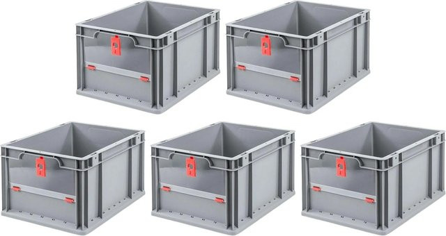PROREGAL SparSet 5x Eurobox NextGen Insight Cover Transportbox mit verstärkten Wänden, Rot, H x B x T: 22 x 30 x 40 cm, 20 Liter - Bild 1
