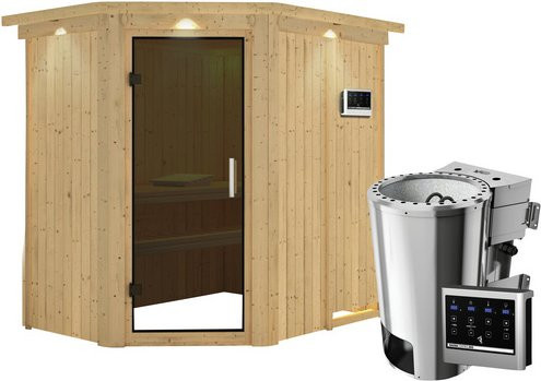Karibu Sauna Wenden für 3 Personen mit 3,6 kW Saunaofen und externer Steuerung, beige - Bild 1