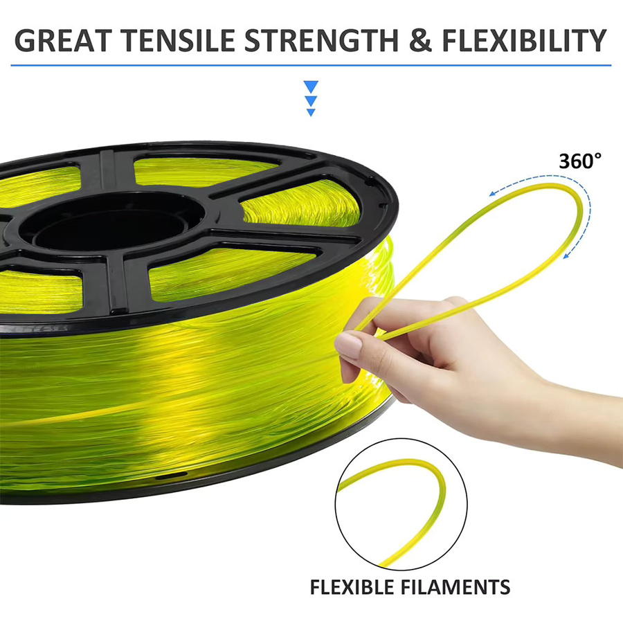 3D Maliang TPU Filament für FDM 3D-Drucker, 1,75 mm, transparent gelb, 250 g Spule - Bild 3