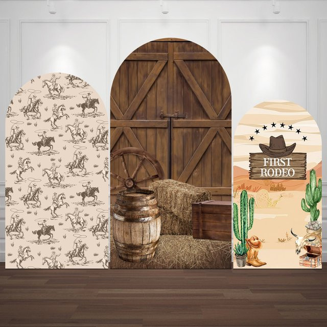 Yeele West Farm Arch Cover Fotohintergrund im rustikalen Western Cowboy Design für Babyparty und Geburtstag in Mehrfarbig - Bild 1