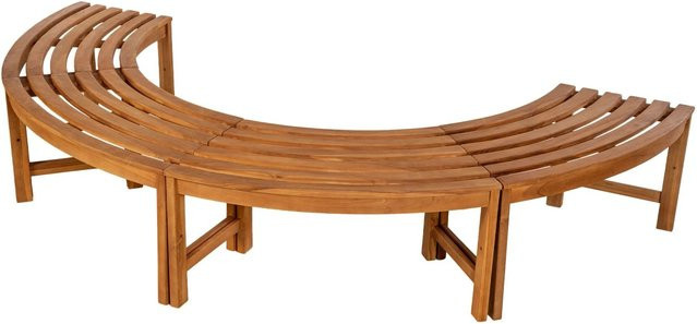 DELUKE RISEN Baumbank aus Teakholz, halbrunde Gartenbank ohne Lehne, Farbe: Braun, B/T/H: 250 x 125 x 45 cm - Bild 1