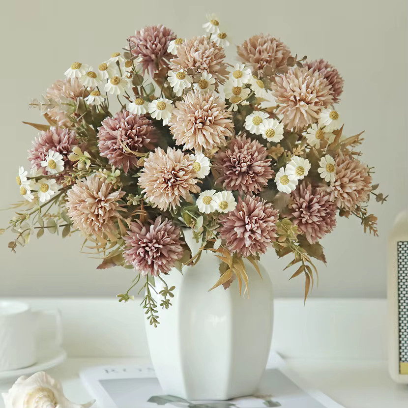 TTCY Künstliche Seiden-Chrysanthemen in Lila für Hochzeitskranz, Tischdekoration und Brautstrauß - Bild 1