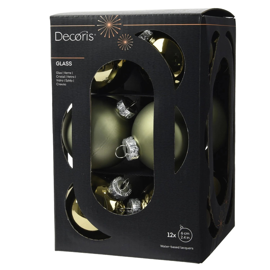 Decoris Weihnachtskugeln aus Glas in Grün, 12-teiliges Set, Durchmesser: 6 cm - Bild 2