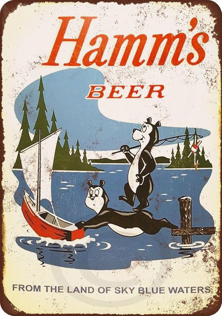 Custom Kraze Hamms Beer Bears Fishing Reproduktion Metallschild aus Aluminium, Mehrfarbig, Breite: 20,0 cm, Höhe: 14,0 cm - Bild 1