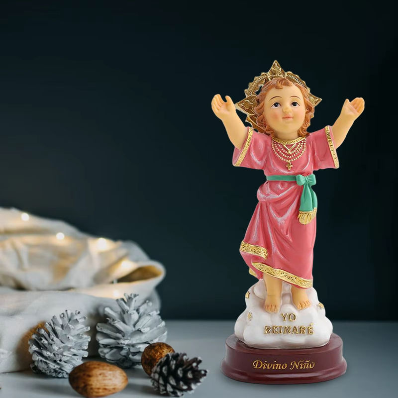 Kesoto Religiöse Jesus Statue Divino NiñO als katholisches Ornament in Rosa aus Kunstharz - Bild 4