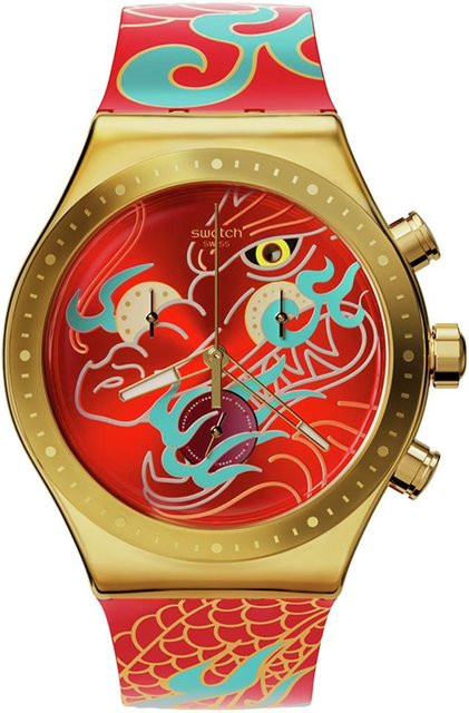 Swatch Analoguhr, Kunststoff, Rot, 49 mm, Unisex - Bild 1