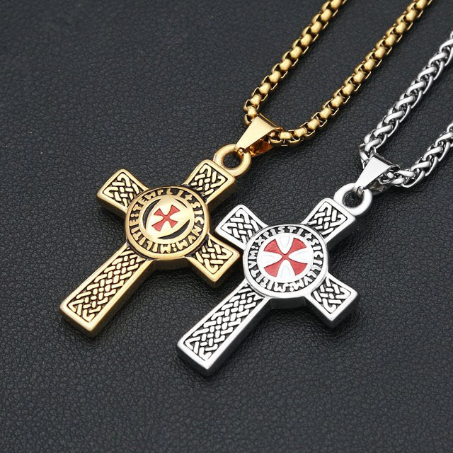 NORTHMAN Halskette, Rotes Kreuz Schild Anhänger, Edelstahl, Unisex - Bild 1