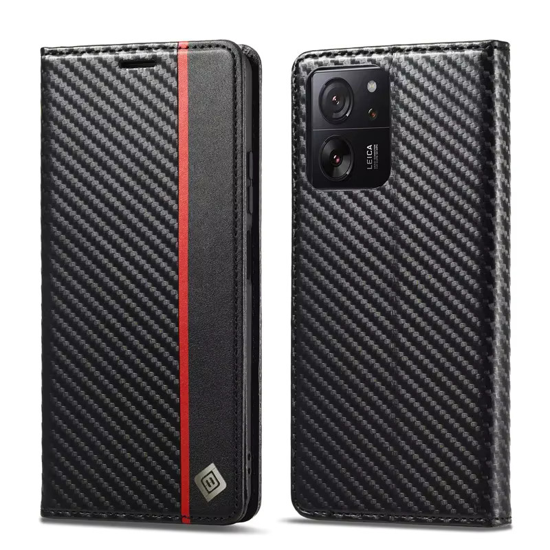 Kohlefaser Flip Wallet Handyhülle für Xiaomi 13T 12T 11T 11 Lite sowie Poco X5 X4 X3 Pro und Redmi Note 12 12s 11s 11 Pro in Schwarz - Bild 4