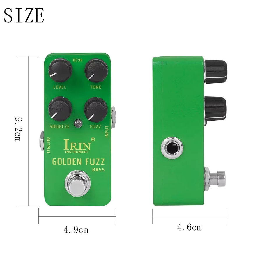 Irin RS-20 Golden Fuzz Bass Effektpedal in Gold und Grün für E-Gitarren und Bass mit True Bypass - Bild 5