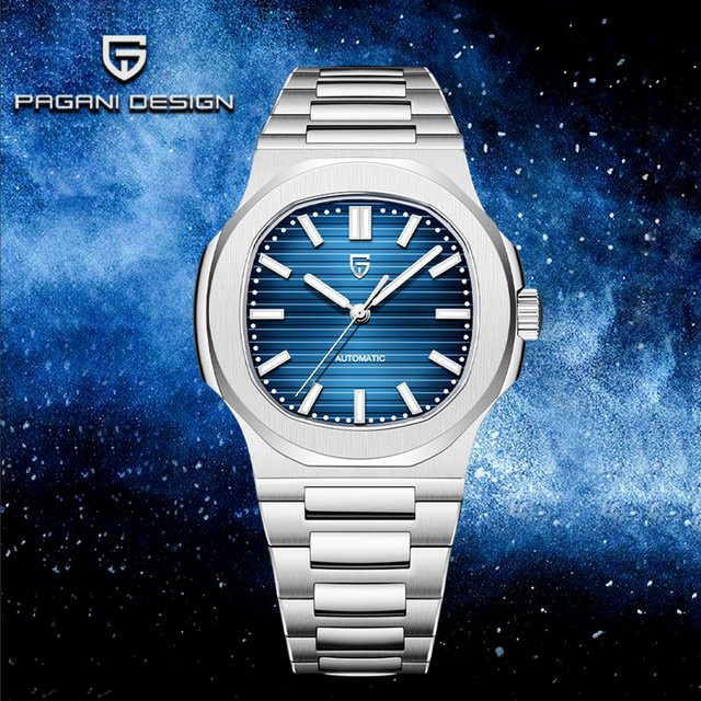 Pagani Design Armbanduhr, Automatik, Edelstahl, Blau, Saphirglas, Herren - Bild 1