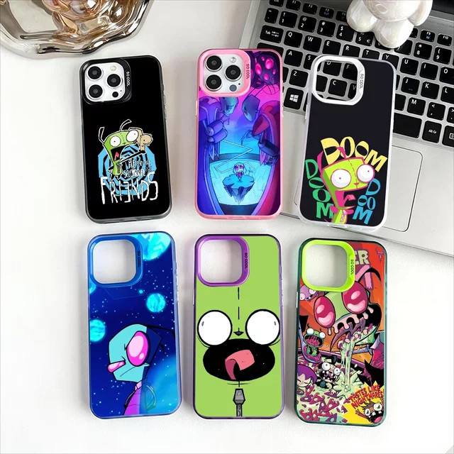 Invader Zim Anime Handyhülle für Apple iPhone 11 12 13 14 15 16 Pro Max Plus mit Protect Plating Design in Multicolour - Bild 1