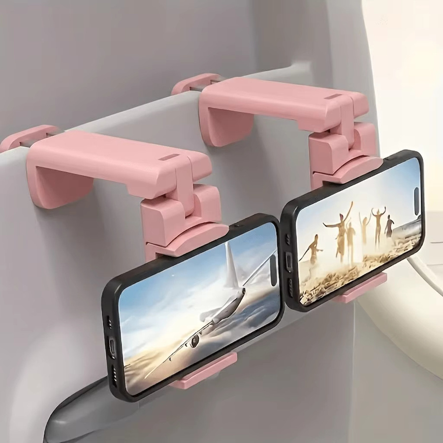 Tragbarer Flugzeug-Handyhalter als faltbarer und verstellbarer Reiseständer für Flugzeug- und Zugsitze in Grün oder Pink - Bild 2