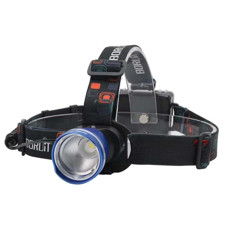 BORUiT LED-Stirnlampe 1000LM, wiederaufladbar über USB, superhell, zoombar, wasserdicht, Schwarz - Bild 7