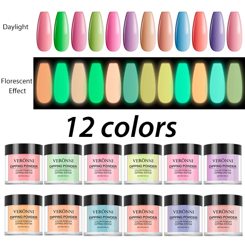 Dip Nagelpulver Neon Nail Art Pulver, Schimmernd, 12 Farben - Bild 4
