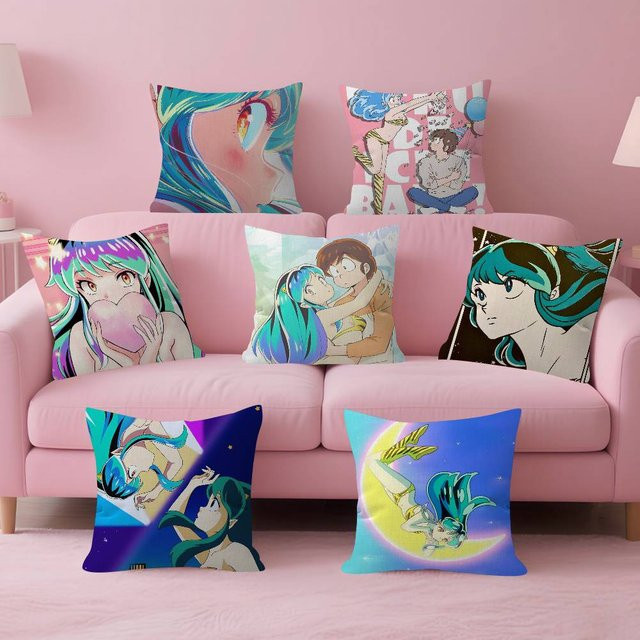 Personalisierter Urusei Yatsura Anime Kissenbezug für das Kinderzimmer, quadratisch, Mehrfarbig, Breite: 30 cm, Höhe: 30 cm - Bild 1