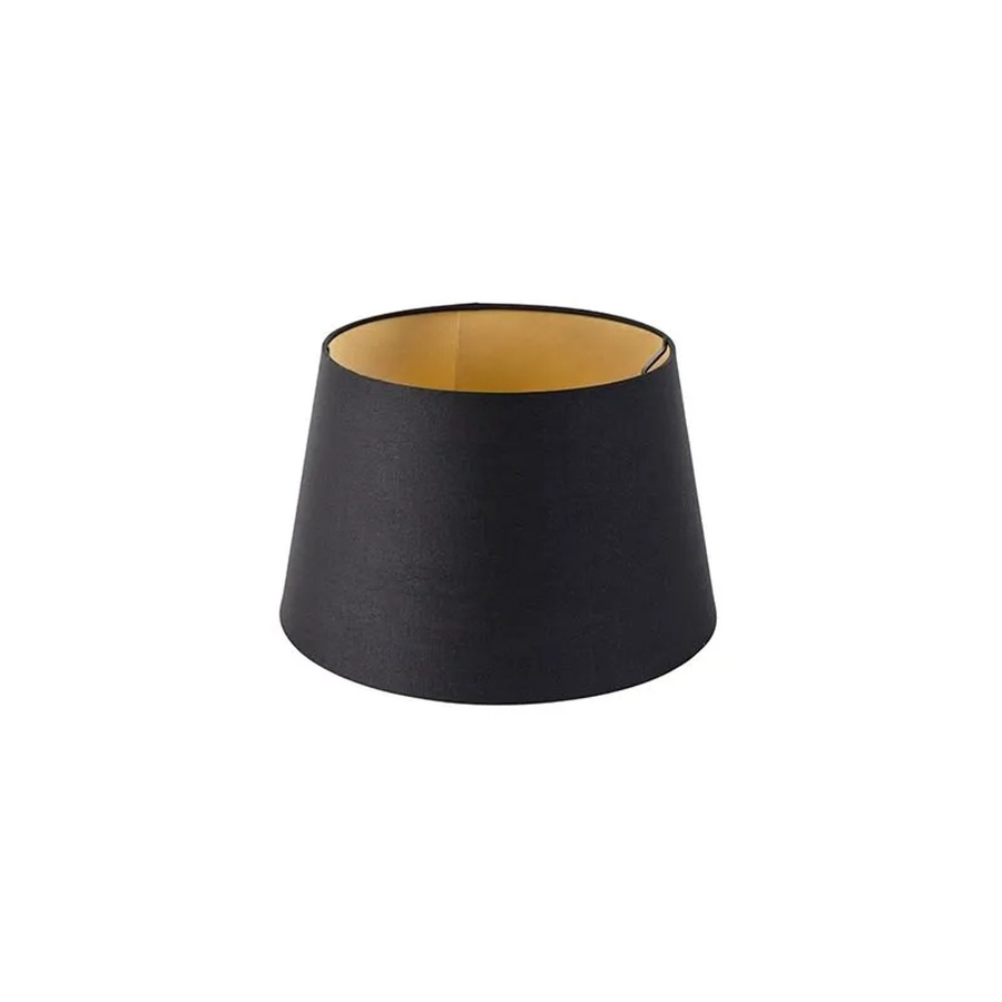 QAZQA Baumwolllampenschirm Schwarz mit goldenem Interieur für E27, Durchmesser: 32 cm, Höhe: 18 cm, Tiefe: 25 cm - Bild 2