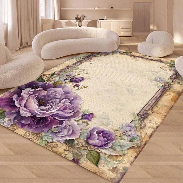 JGJG Blumen Teppich mit modernem Muster, Waschbar und Rutschfest, Multicolour, B/T: 60 x 90 cm - Bild 1