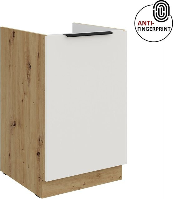 Küchen Spülenschrank ARIA in Weiss ultra matt mit Anti Fingerprint Effekt, Breite: 50 cm - Bild 1