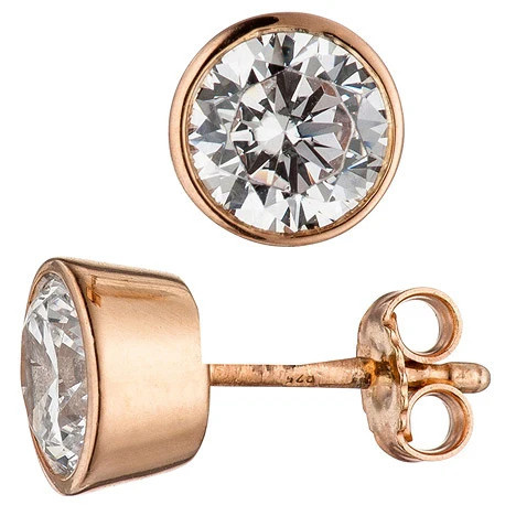 Colfem Ohrstecker 925 Silber, Roségold, Zirkonia - Bild 1