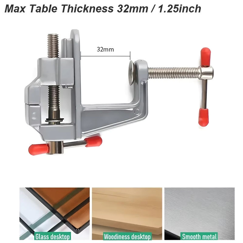 KRIOCY Mini-Schraubstock aus Aluminiumlegierung mit 360 Grad Rotation für DIY-Projekte und Elektronik-Gravur - Bild 4