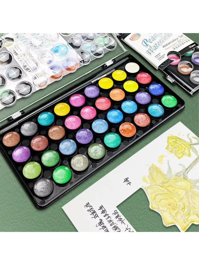 kissbuty Professionelles Aquarellfarben-Set mit 16 Farben in einer praktischen Kunststoffbox, Mehrfarbig - Bild 7