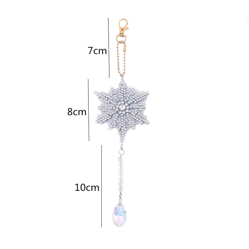 4er-Set Weihnachts-Schneeflocken DIY Diamant-Malerei Sonnenfänger mit Kristallen als dekorative Schlüsselanhänger in Weiß und Mehrfarbig - Bild 6