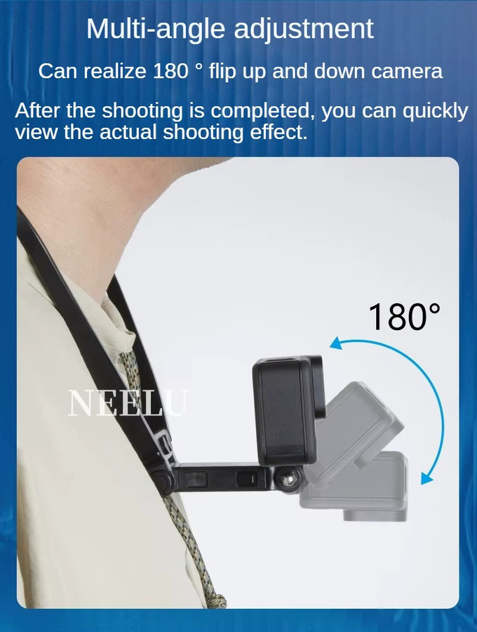 Anti-Shake Halshalterung für Action Kameras wie GoPro Hero 12 10 9, Insta360 X3 und DJI Osmo Action, Lanyard Strap in Schwarz - Bild 2