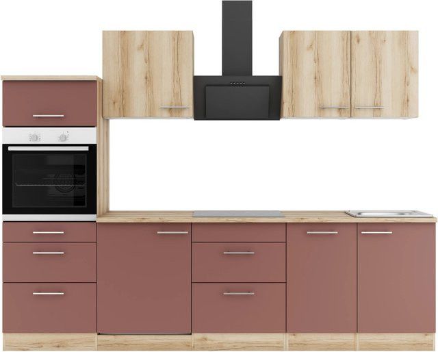 Optifit Küchenzeile KPLB 2789OE-9+ Wildeiche und Rostrot, Breite: 270 cm - Bild 1