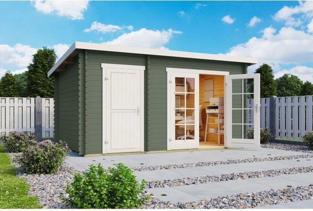 Lasita Gartenhaus Belmont Maja in Grüngrau, B/H/T: 420 x 222,3 x 288,8 cm - Bild 1