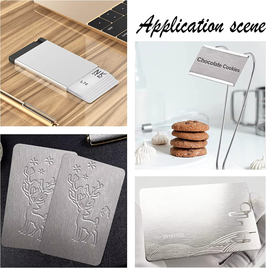 Visitenkarten aus Edelstahl 304 in Silber mit matter gebürsteter Oberfläche für Lasergravur und DIY-Geschenkkarten - Bild 2