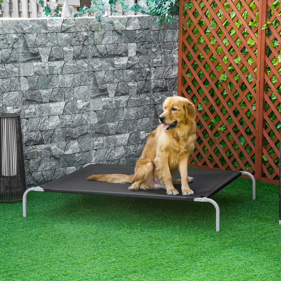PawHut Hundebett und Katzenbett XXL Komfort Feldbett mit Beinen aus Textilene in Schwarz, B: 130 cm, T: 90 cm, H: 20 cm von Aosom - Bild 2