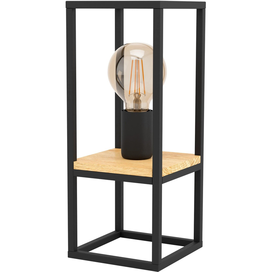 Eglo Tischleuchte Libertad 1-flammig in Schwarz-Braun aus Metall und Gummibaumholz, Höhe: 35 cm, Breite: 14 cm, Tiefe: 14 cm - Bild 2