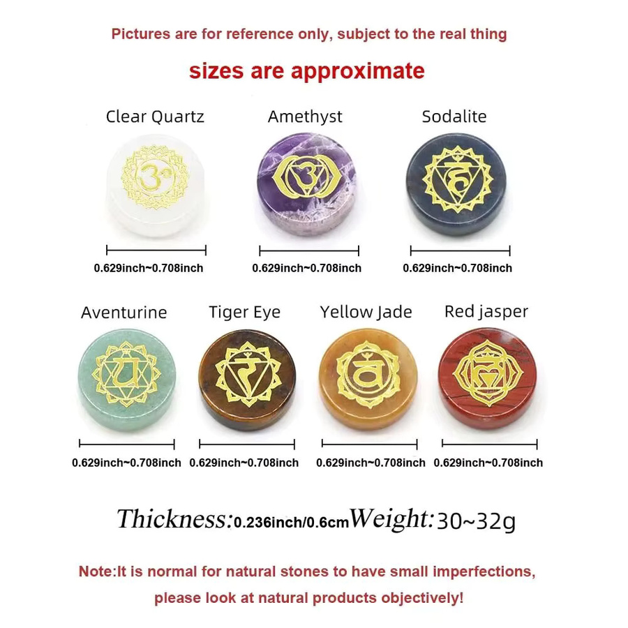 7 Chakra Naturstein Anhänger, Amethyst Quarz, 16-18mm, Unisex - Bild 2