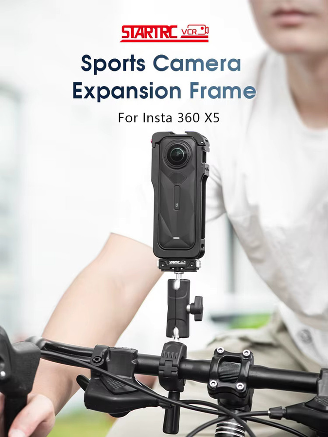 Insta360 X5 Schutzrahmen aus Aluminium-Metall in Schwarz mit abnehmbarer Silikon-Objektivkappe - Bild 6