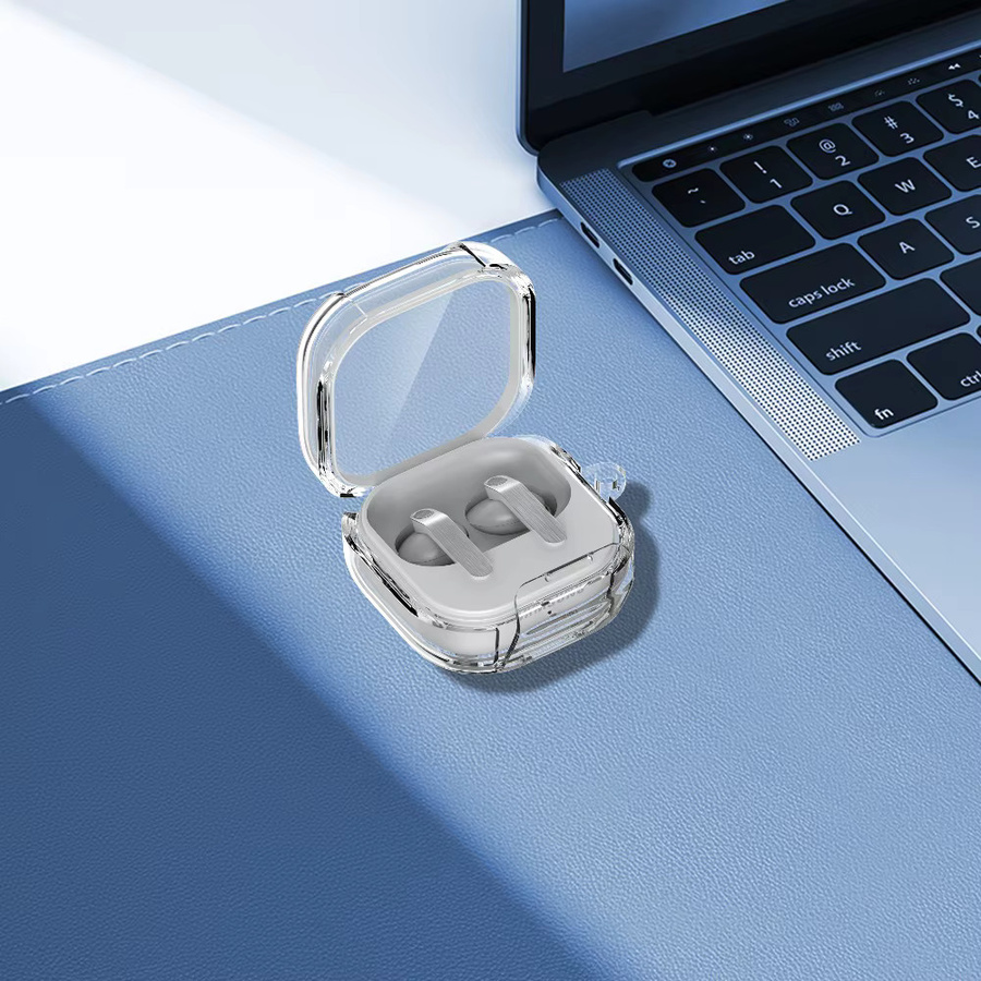 Transparente Samsung Galaxy Buds 4 Pro Schutzhülle aus PC und TPU mit Anti-Drop-Verschluss und Halterung - Bild 2