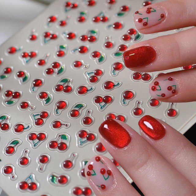 MingLee Nagelsticker, Rote Kristall-Kirsche, Glänzend - Bild 1