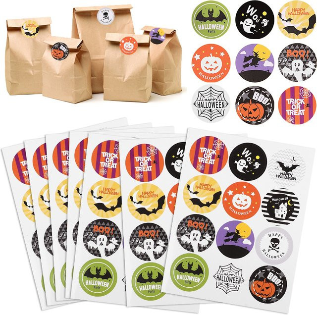 120 Stück ZQNYCY Halloween-Papieraufkleber rund, Mehrfarbig, Durchmesser: 3 cm - Bild 1