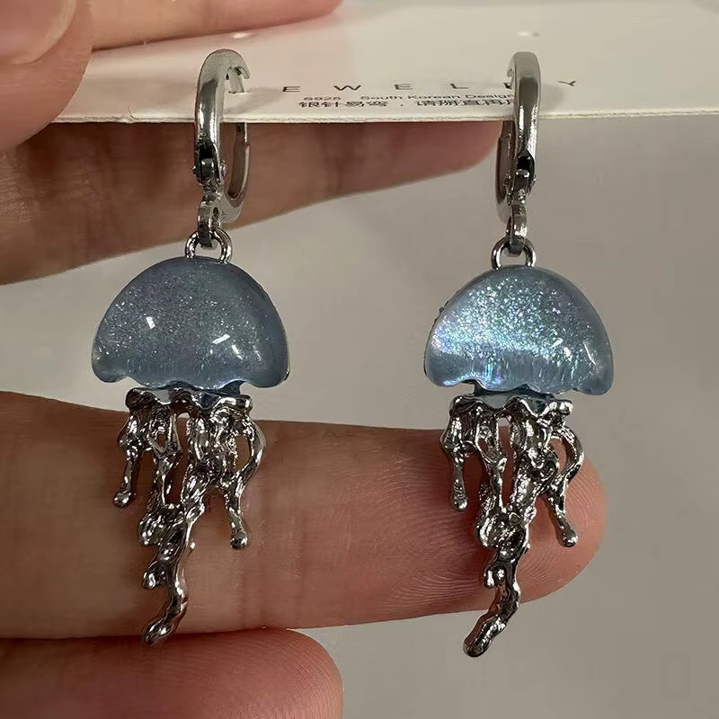 sharelucky Ohrringe, blaue Qualle, Silber, Damen, Vintage - Bild 2