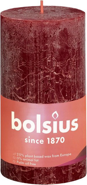 Bolsius Rustik-Kerze Shine XXL in Samtrot, Durchmesser: 10 cm, Höhe: 20 cm - Bild 1