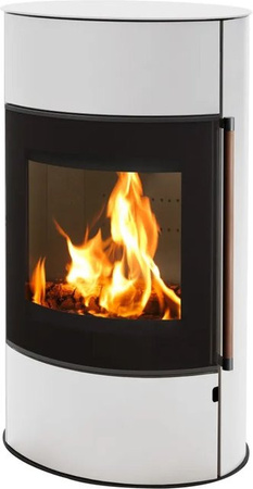 H&M Germany Kamin-Ofen Mango 2.0 Plus in Weiß mit Ganzglas-Tür und Stahlgehäuse