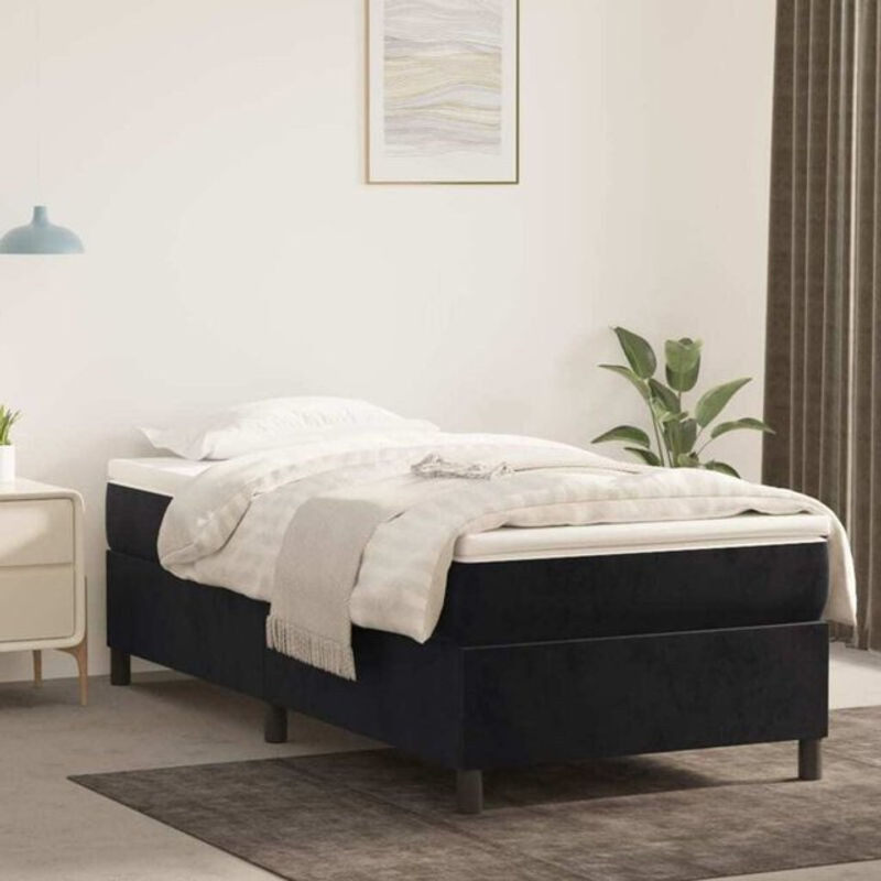 Vidaxl Boxspringbett mit Matratze aus Samt in Schwarz B/T/H: 100 x 200 cm - Bild 1