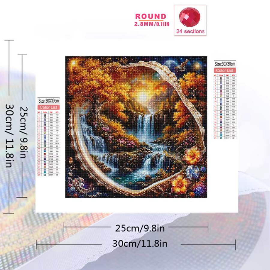EverShine 5D Diamond Painting DIY Set Wasserfall-Landschaft mit Muschel-Motiv in Mehrfarbig - Bild 2