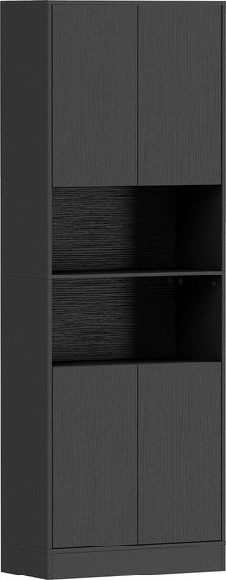 HOMCOM Küchenschrank Vorratsschrank in Schwarzer Holzoptik mit Soft-Close-Türen und offenen Regalen, B/T/H: 60 x 30 x 170 cm - Bild 1