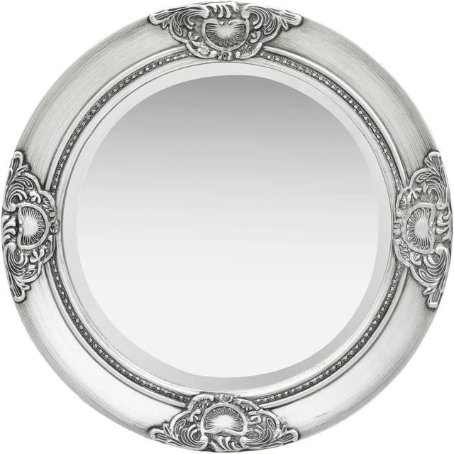 vidaXL Wandspiegel im Barock-Stil in Silber, Rund, Durchmesser: 50 cm - Bild 1