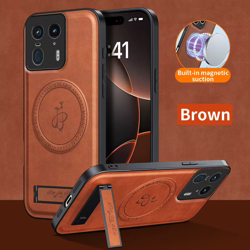 Leder-Standhülle für Motorola Moto Edge 70 Fusion 60 50 Pro Ultra Neo in Braun mit magnetischer MagSafe-Abdeckung und stoßfestem Kameraschutz - Bild 6