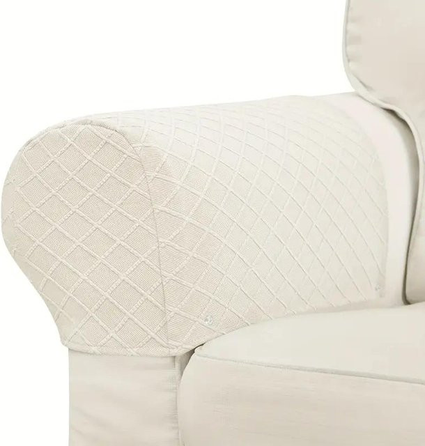 Yiran Furniture Sofa-Armlehnenbezüge aus Polyester, 2er-Set, Weiß, dehnbar und staubdicht - Bild 1